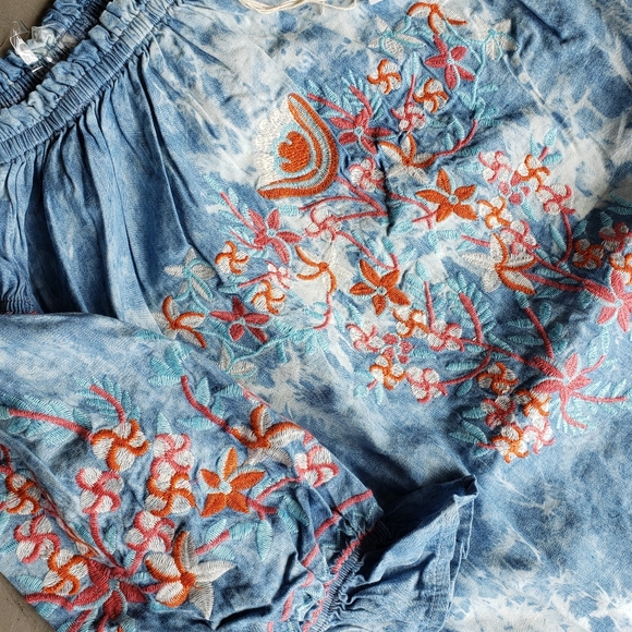 LAST ONE❗MONORENO Tencel Tie-Dye Embroidered Tunic Top - Picture 7 of 9